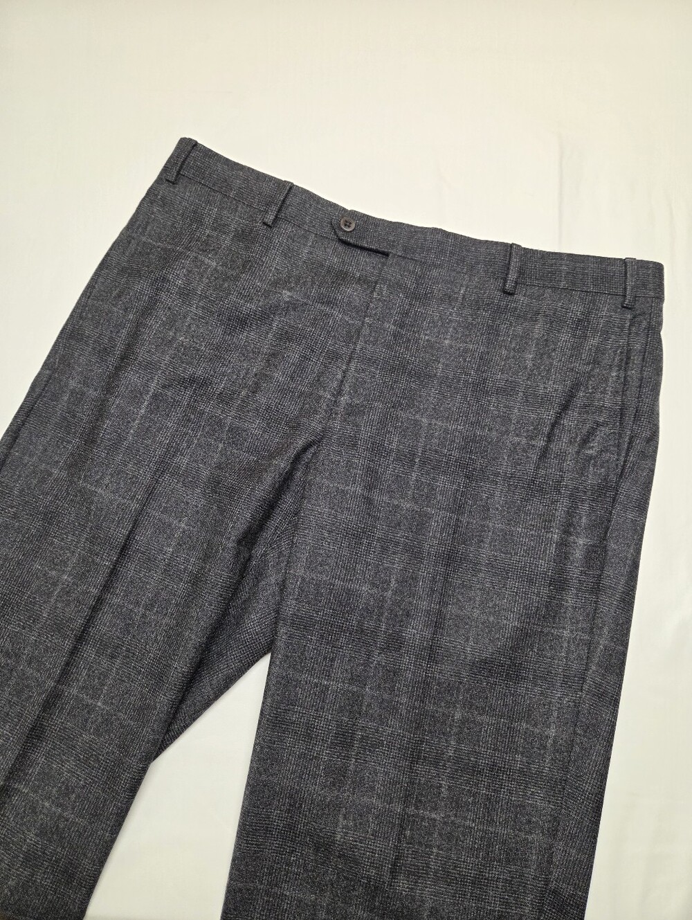 Zanella for Nordstrom Devon Mens 40W Gray Plaid Flannel Wool Dress Pants Italy